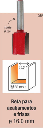 Fresa Tupia Paralela 16mm Haste 6mm
