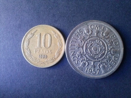 Moneda Inglaterra Two Schilling 1957 Níquel (c11)