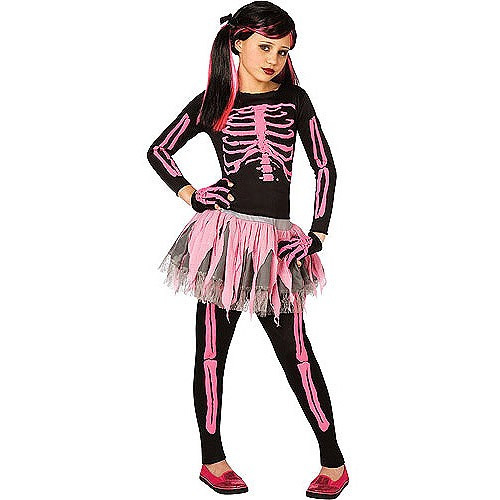 Disfraz Para Niña Esqueleto Rosa Talla M (8-10) Halloween