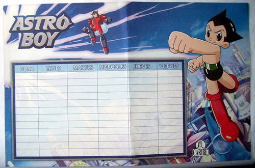 Afiche Vintage Astroboy Y Strawberry Fresita Horario Escolar