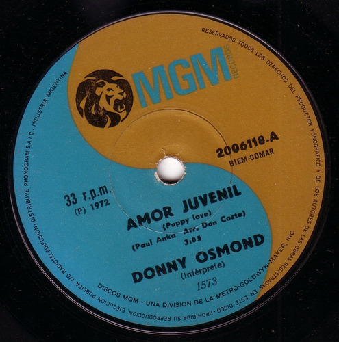 Donny Osmond Amor Juvenil Simple Argentino Pvl