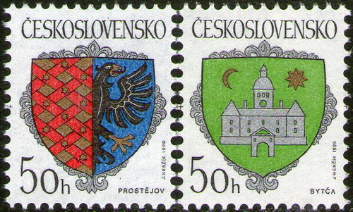 Checoslovaquia 2 Sellos Mint Escudos De Armas Año 1990