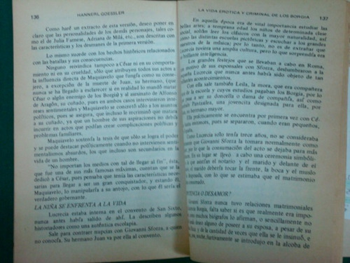 Hannerl Goessler, La Vida Erótica Y Criminal De Los Borgia,