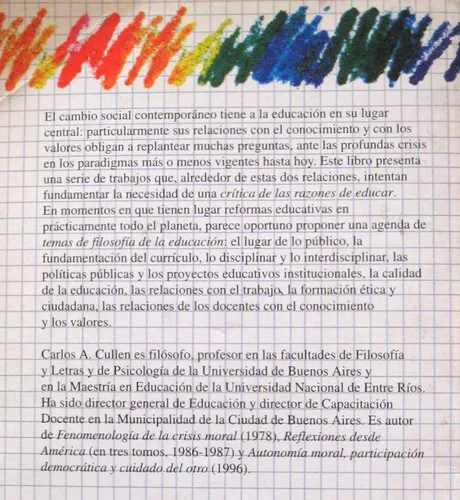 Crítica De Las Razones De Educar, Cullen, Ed. Paidós (Usado)