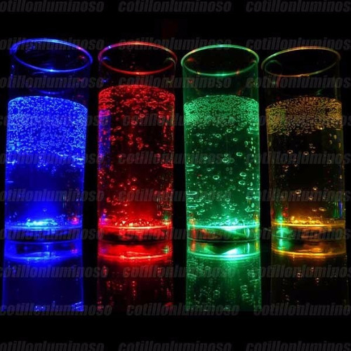 3 Vasos Largos Luminosos Luz Led Cotillon Carioca Fiesta