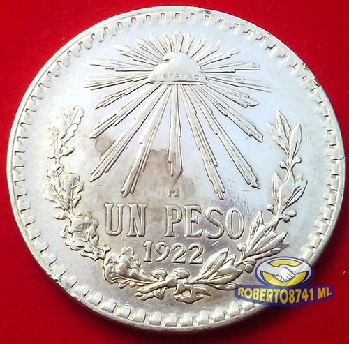 Moneda De Plata Un Peso Resplandor Año 1922