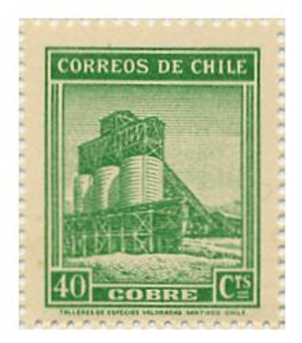 Antiguo Sello Correos De Chile 40 Corre Cts 1938