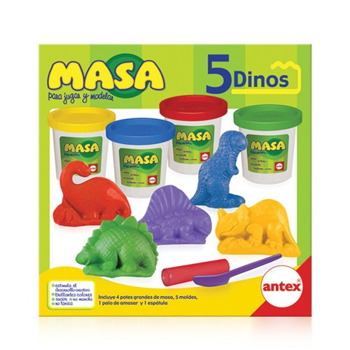 Masa Para Modelar Dinosaurios 5 Dinos 4 Potes Antex