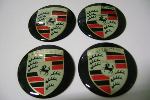 Jogo 04 Pçs Emblemas Porsche Stuttgart 65mm Resinados.