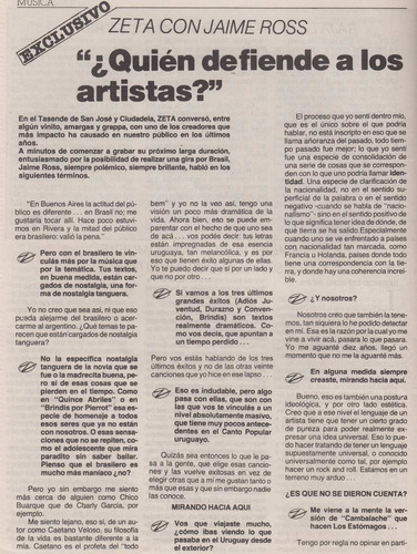 1986 Entrevista A Jaime Roos Por Hugo Fontana Revista Zeta