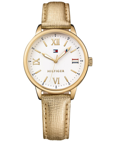 Relógio Feminino Tommy Hilfiger Original Couro Dourado