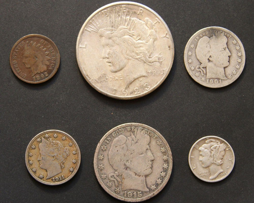 Monedas Eeuu 1901 Indio Bufalo Plata Cobre Antigua Lote J7n