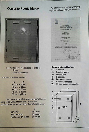 Gabinete De Gas Aprobado De 40x60 Puerta De Chapa