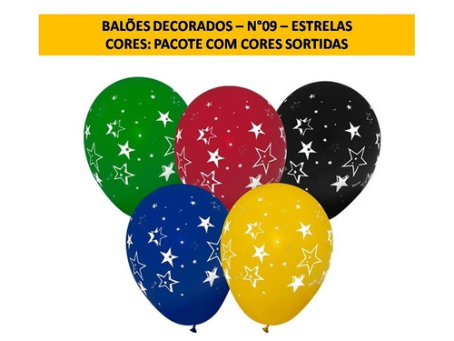 Balões Personalizados - Estrelas N°09 - 50 Und Frete Grátis