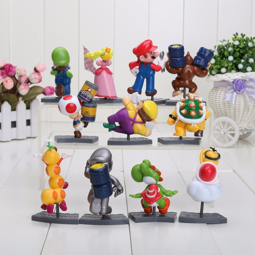 Set Con 11 Muñecos De Colección Mario Bros Yoshi Luigi Dk