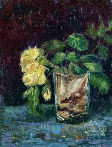 Lienzo Canvas Vincent Van Gogh Cristal Rosas Amarillas 60x50