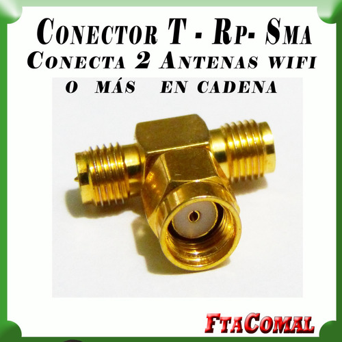 Conector T Rp-sma Splitter Divisor De Señal Para 2 Antenas