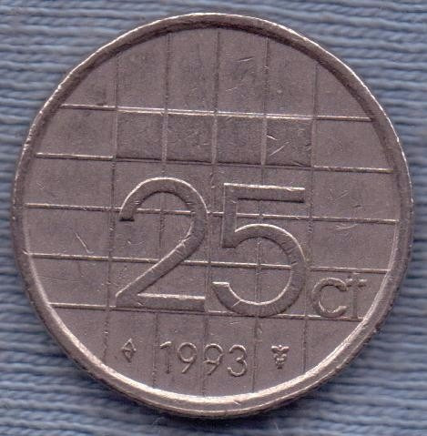 Imagen 1 de 2 de Holanda 25 Cents 1993 * Beatrix *