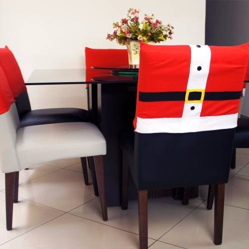 Kit 10 Capas Cadeira Natal Roupa Do Papai Noel Feliz Natal