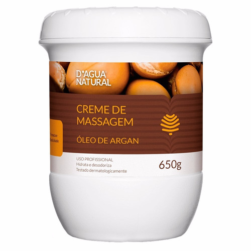 Creme De Massagem Corporal Óleo De Argan D'água Natural 650g