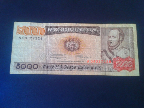 Bolivia Billete 5000 Bolivianos 1984