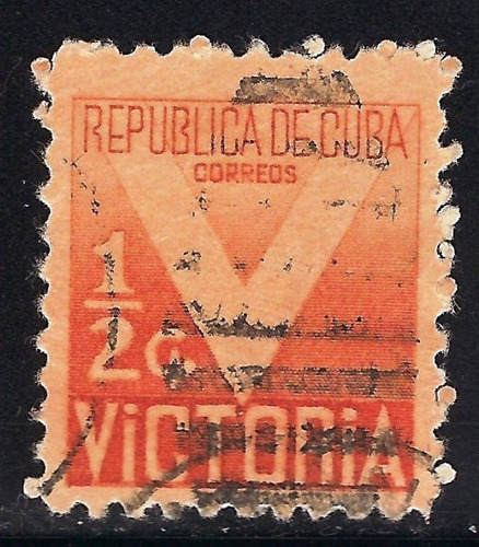 Antiguo Sello Republica De Cuba Correo 1/2 C Victoria 1942