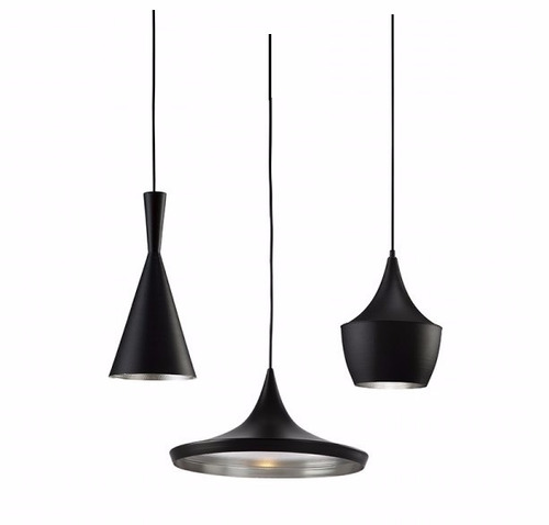 Kit 3 Pendentes Tom Dixon Funil,balão,chapéu Preto C/ Prata