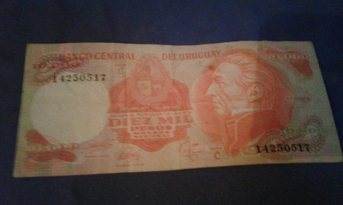 Billete De Uruguay De N$ 10000 Rotondaro 12c1.2 De 1975
