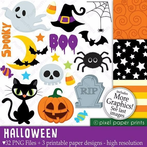 Kit Imprimible Halloween Imagenes Clipart Cod 6