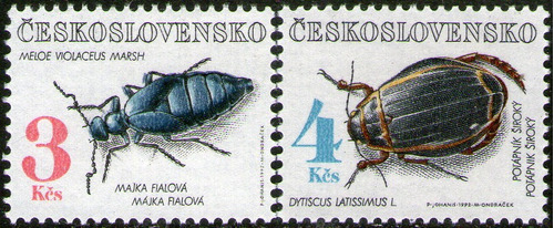 Checoslovaquia 2 Sellos Mint Insectos = Escarabajos Año 1992