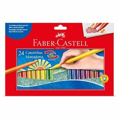 Canetinhas Marcadores Faber Castell Vai E Vem 24 Cores