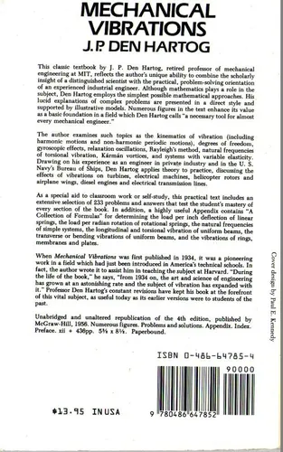 Mechanical Vibrations (en Inglés) De J. P. Den Hartog