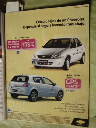 Publicidad Chevrolet Corsa Classic - Vectra Gt Año 2008