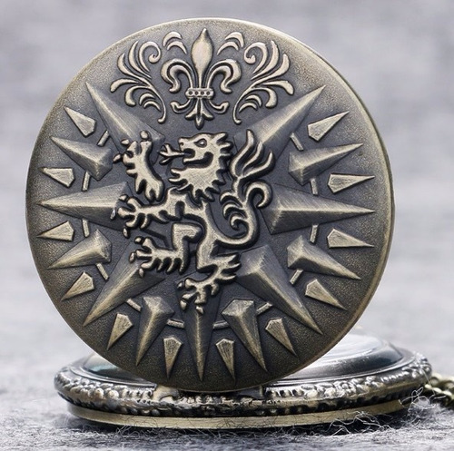 Lindo Relógio De Bolso Bronzeado Lannister Gelo Fogo Game