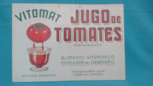 Publicidad Antigua En Carton Jugo De Tomate Vitomat