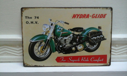 Cartel Chapa Moto Hidra Glide 30 X 20