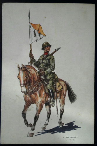 Antigua Postal Soldado Uniforme Militar De Caballeria
