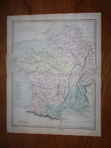 Mapa Francia (gallia) Original De Londres 1861