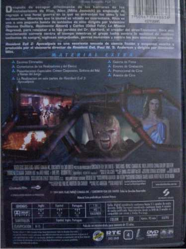 Dvd Pelicula : Resident Evil 2 Apocalipsis / Milla Jovovich (Usado)