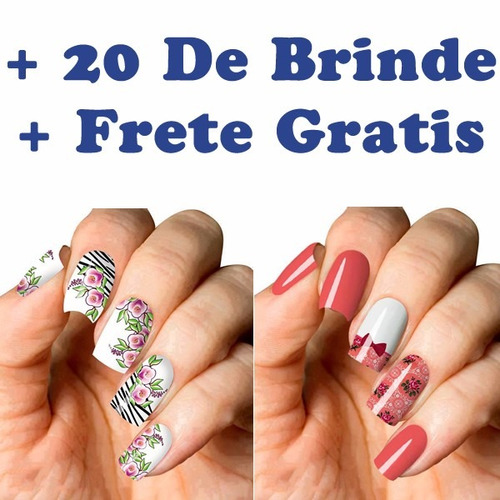 100 Cartelas Películas Adesivos Unhas Decoradas + 20 D Brind