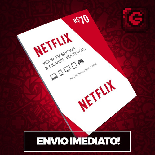 Imagem 1 de 1 de Cartão Pré-pago Netflix R$ 70 Reais Presente Assinatura