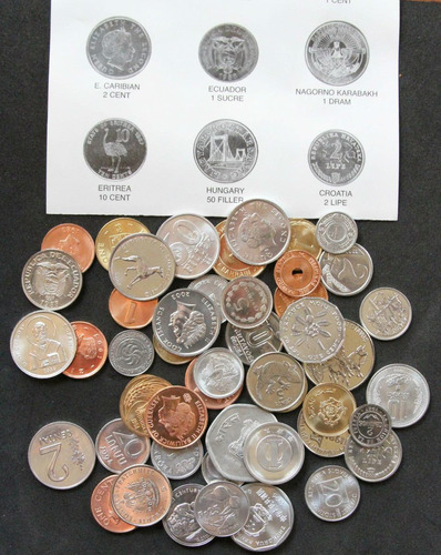 50 Monedas De 50 Paises Diferentes, Nuevas Con Identificador