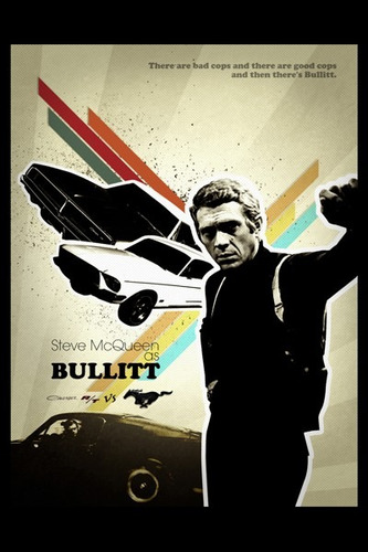 Carteles 60x40cm Steve Mc Queen Bullitt Ford Mustang Au-078