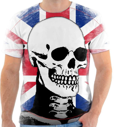 Camiseta Camisa Caveira Bandeira Inglaterra Skull England 06