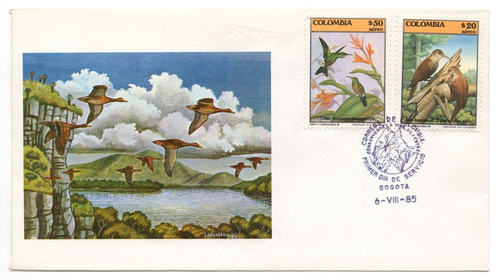 Colibrí Sobre Primer Día 1985 Fauna Colombiana Aves
