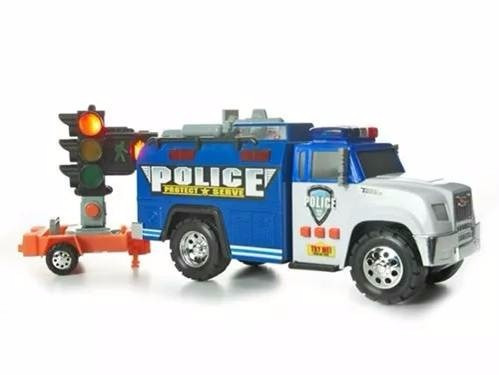 Carro De Policía Antimotines Tonka Con Remolque Y Semáforo*