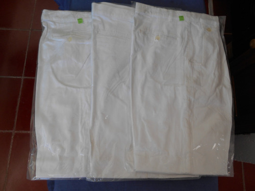 Pantalon Blanco En Gabardina Algodon 100% Varios Modelos