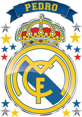 Vinilo Escudo Real Madrid Con Tu Nombre Personalizado 50x70