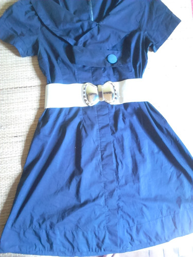 Vestido Azul Marinho Em Tecido