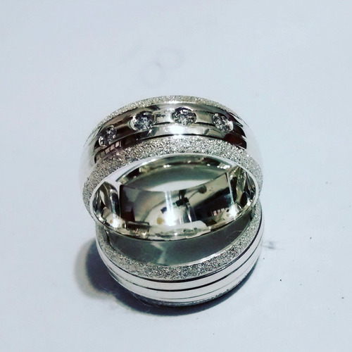 Par De Alianças Em Prata 950 Diamantada 8mm Anatômica